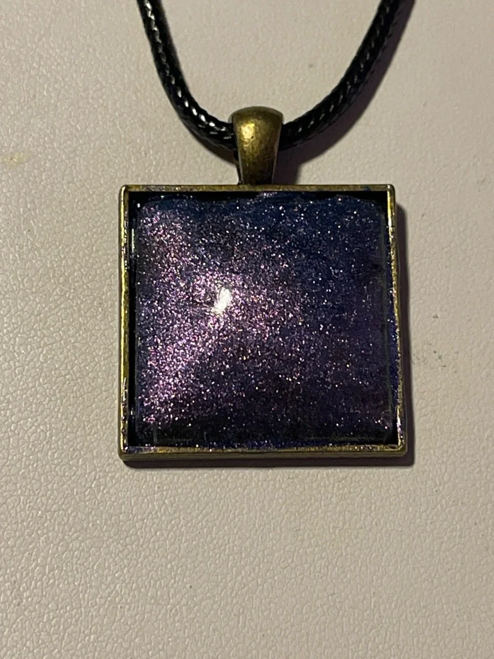 Handmade Purple Square Pendant Necklace - Unbranded